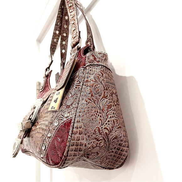 P&G Western Red & Gold w/Rhinestone Accents Shoulder Bag NWT - Picture 12 of 16